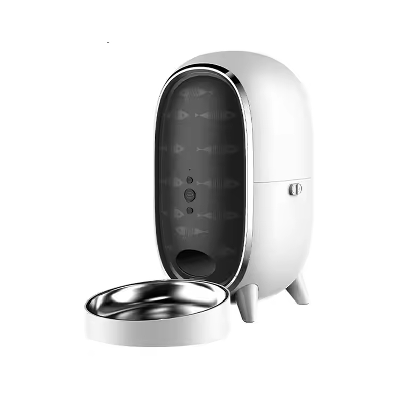 Machine d'alimentation pour animaux de compagnie intelligente en acier inoxydable ovale